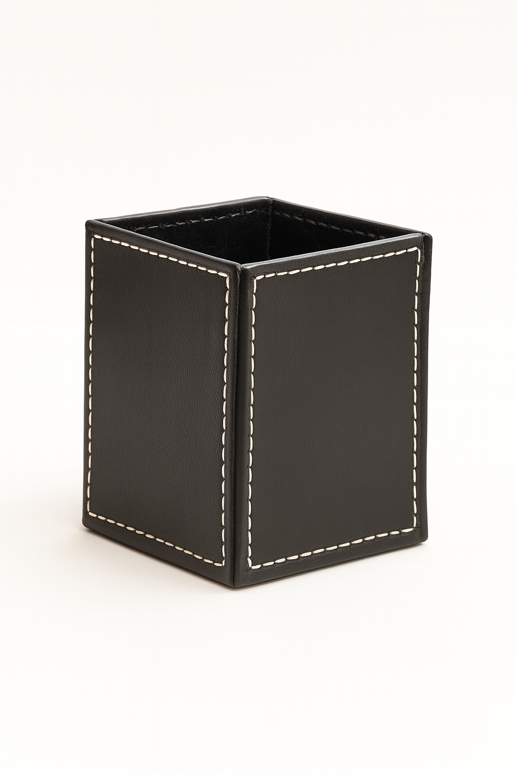 Leather Brown Square Pen Holder