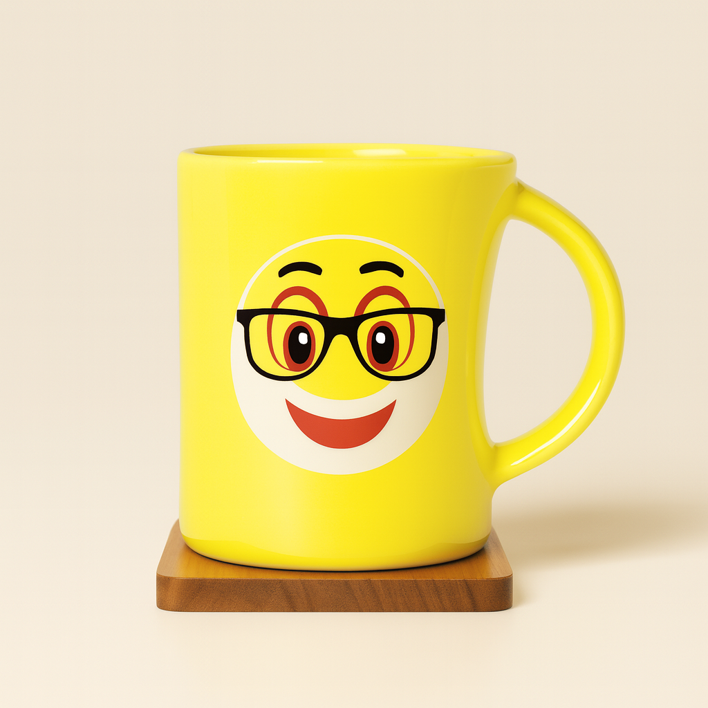 Bhokals Funny Emoji Yellow Round Coffee Mug