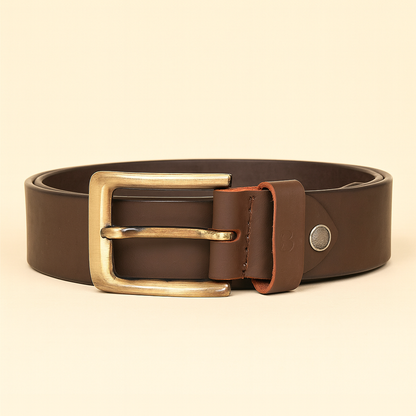 Bhokals Men Solid Brown Matt Leather Belt