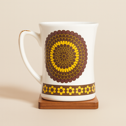Bhokals Flower Brown Yellow printed White Coffee Mug