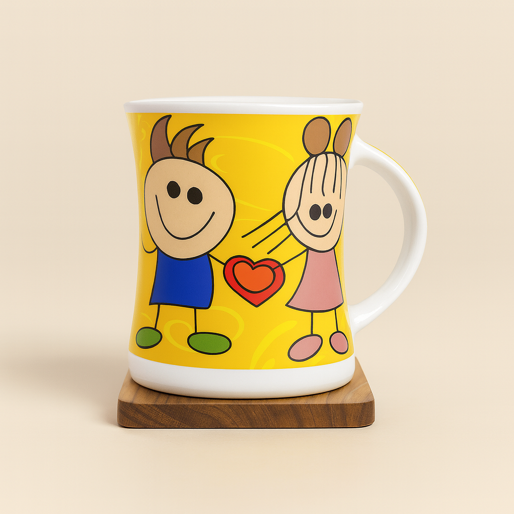 Bhokals Love Cartoon Yellow Printed White Coffee Mug