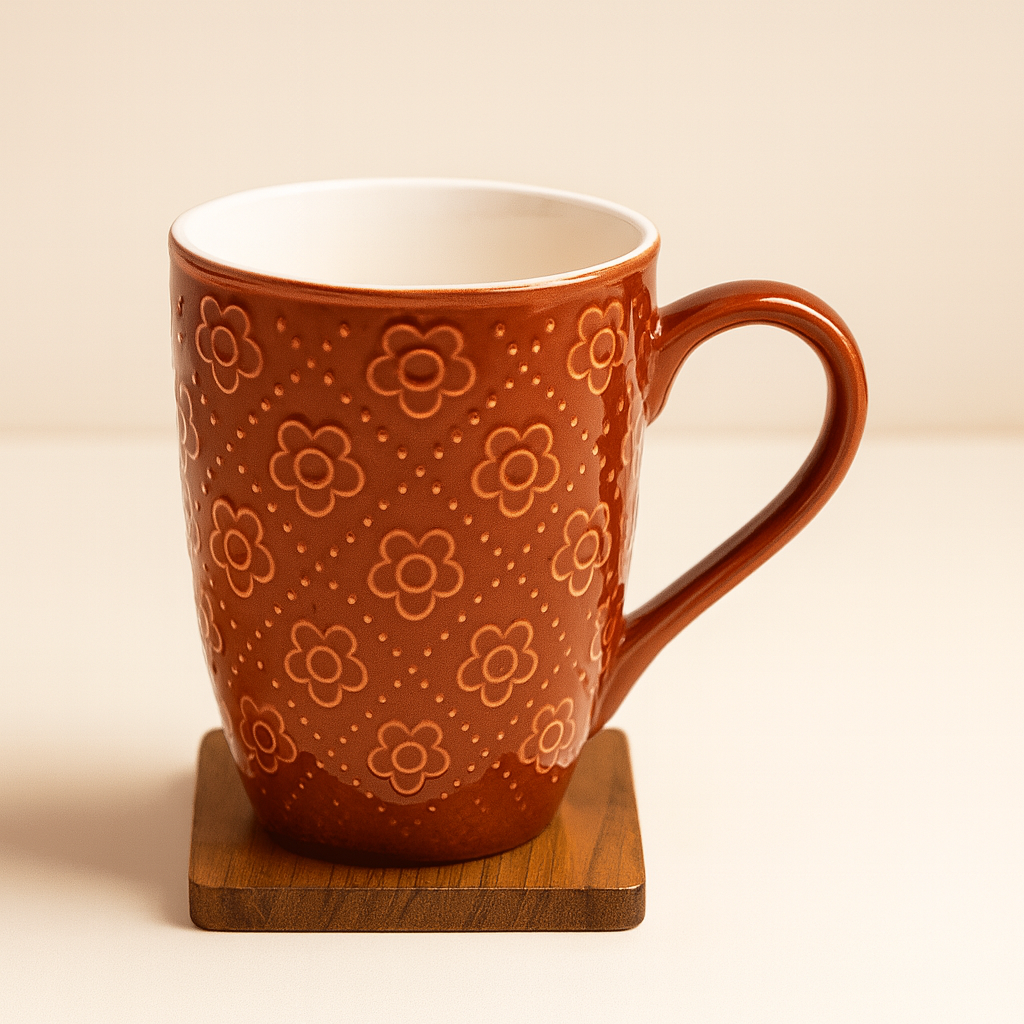 Bhokals Flower Texture Brown Coffee Mug