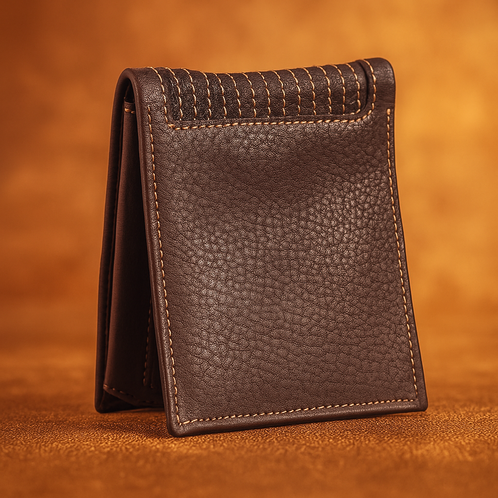 Leather Brown White Thread Men Wallet