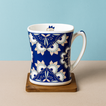 Bhokals Blue Rangoli  Printed White Coffee Mug