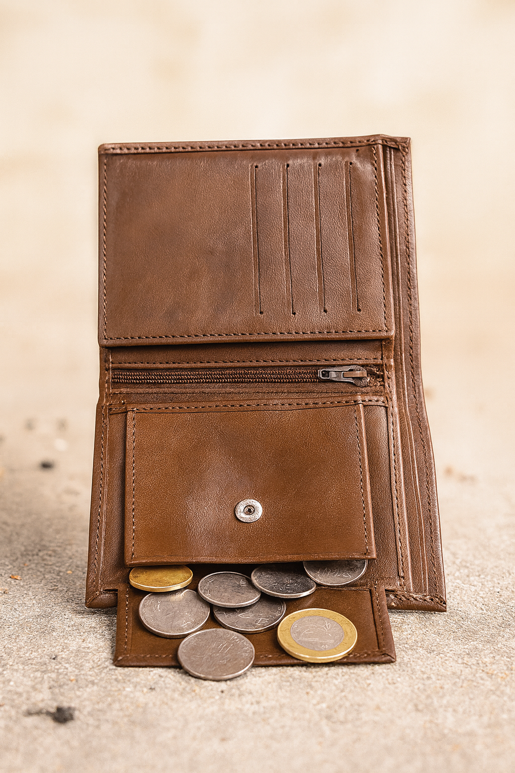 Leather Solid Brown Vertical Men Wallet