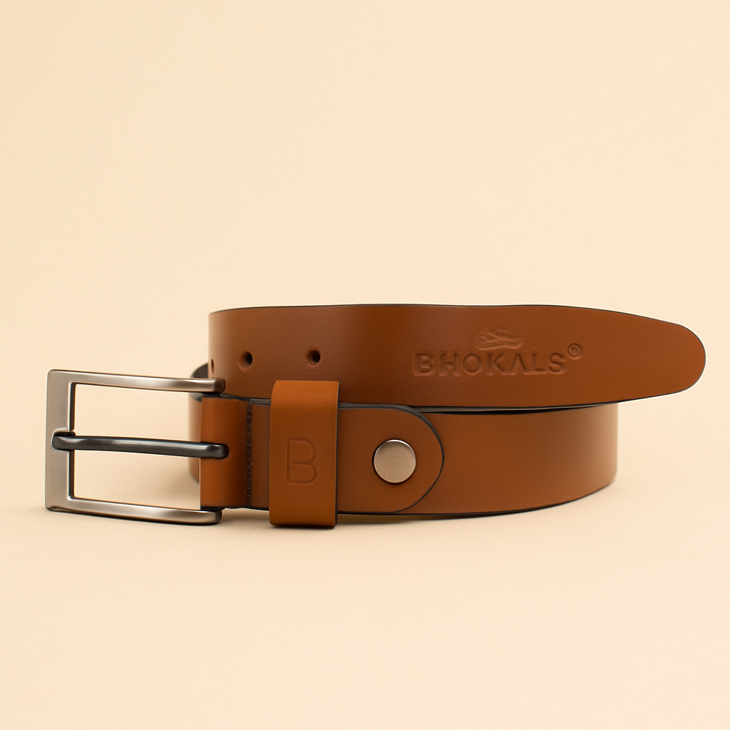 Bhokals Women Solid Tan Leather Belt