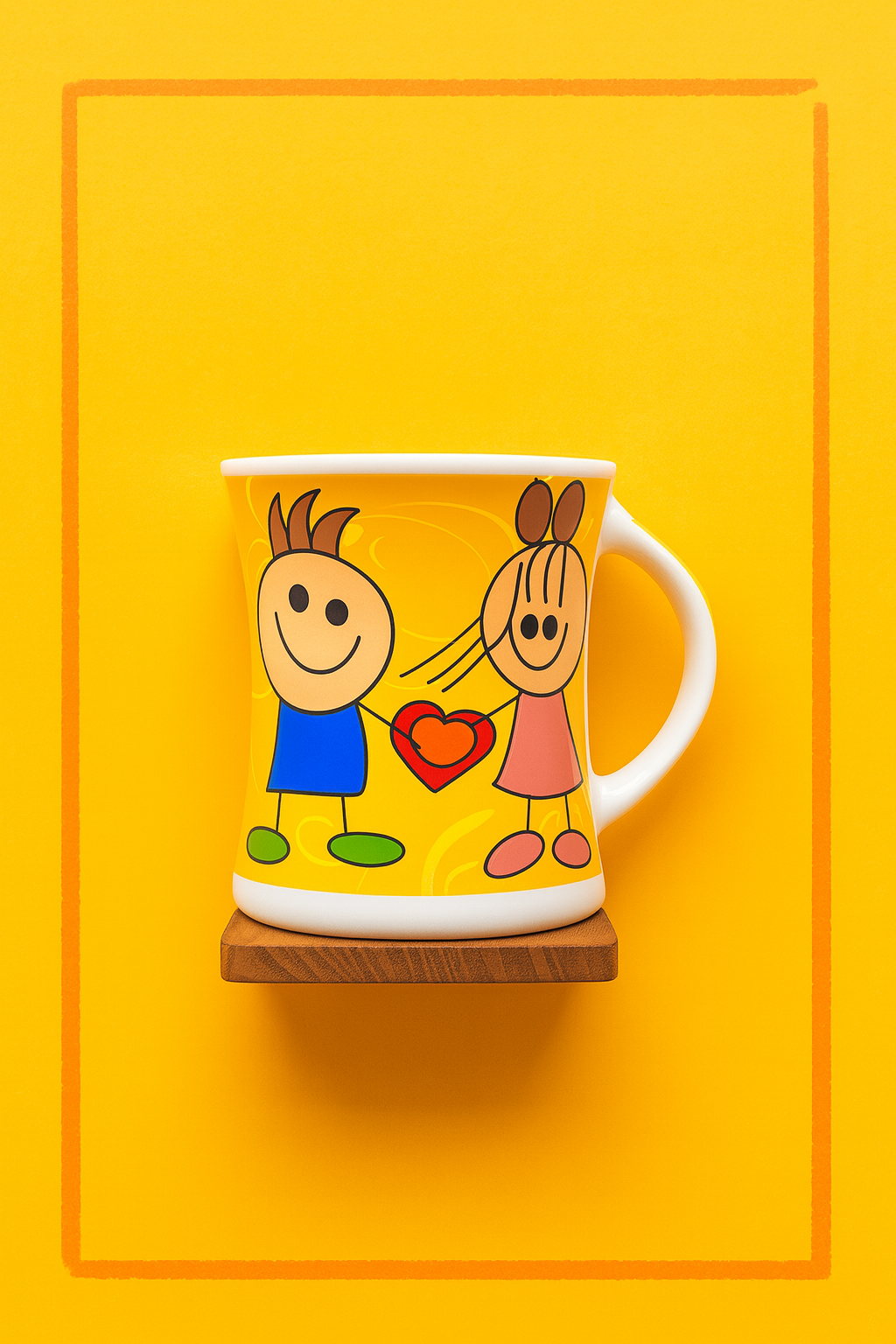 Bhokals Love Cartoon Yellow Printed White Coffee Mug