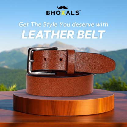 Bhokals Men Tan Texture Leather Belt