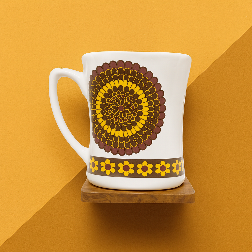 Bhokals Flower Brown Yellow printed White Coffee Mug