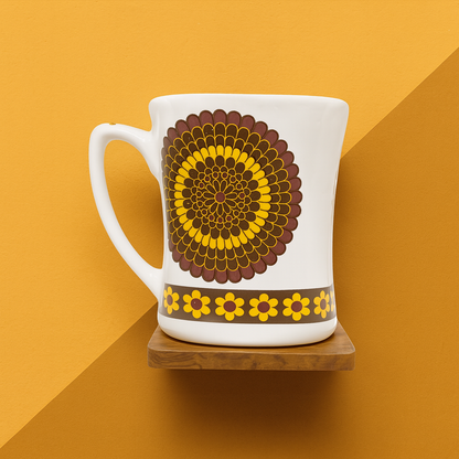 Bhokals Flower Brown Yellow printed White Coffee Mug