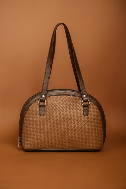 Leather Tan Weave Women Hand Bag