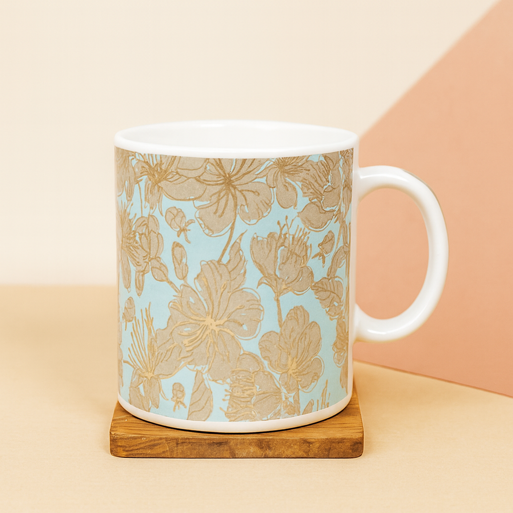 Bhokals Flower printed Blue White Coffee Mug