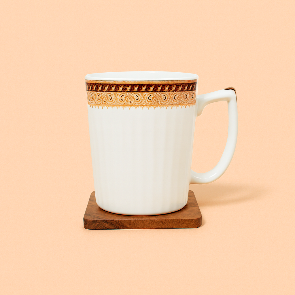 Bhokals Border Texture Round White Coffee Mug