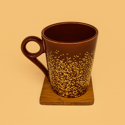 Bhokals Ceramic Brown Yellow Coffee Mug