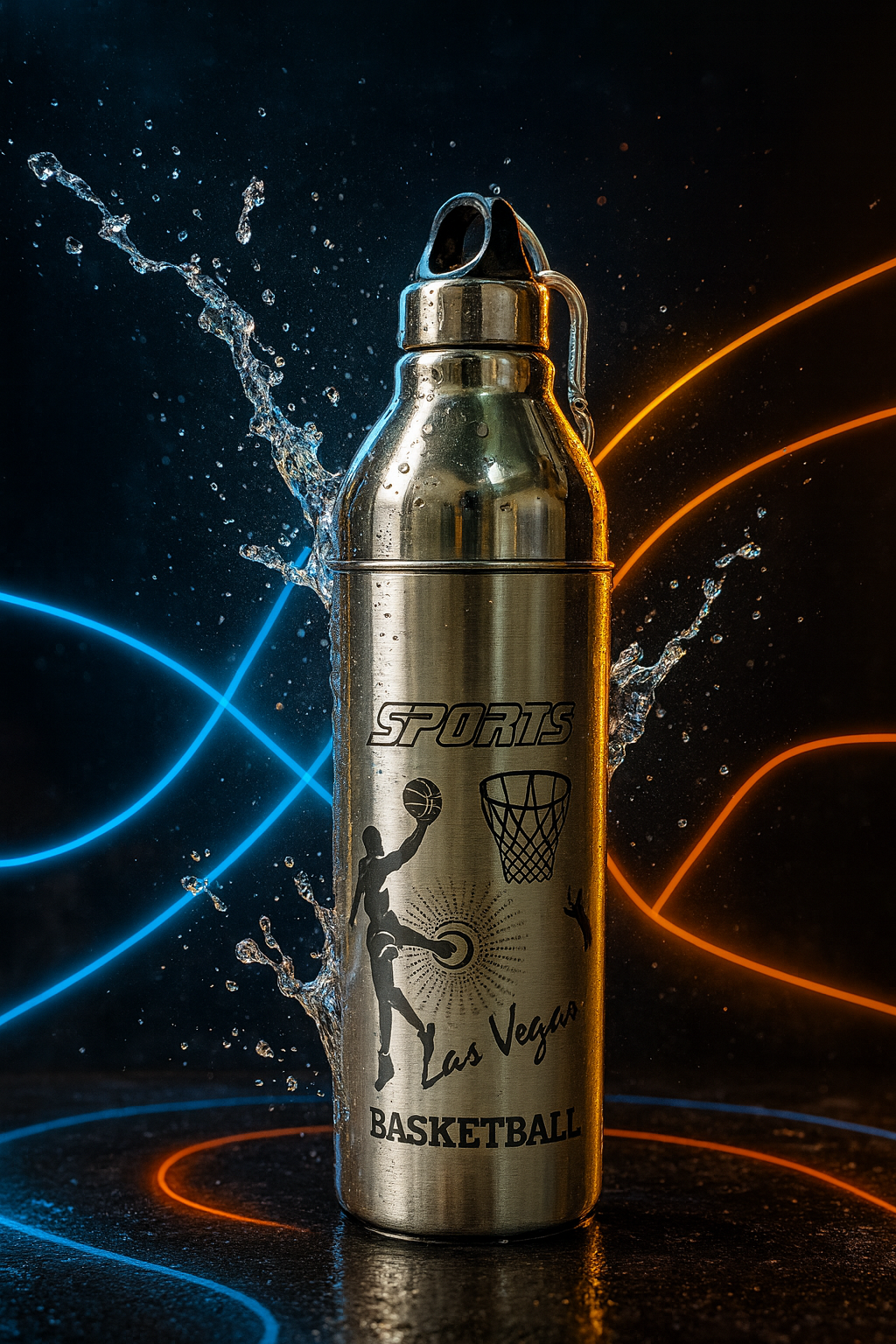 Steel King Printed Silver PU layer Steel Water Bottle