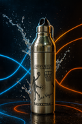 Steel King Printed Silver PU layer Steel Water Bottle