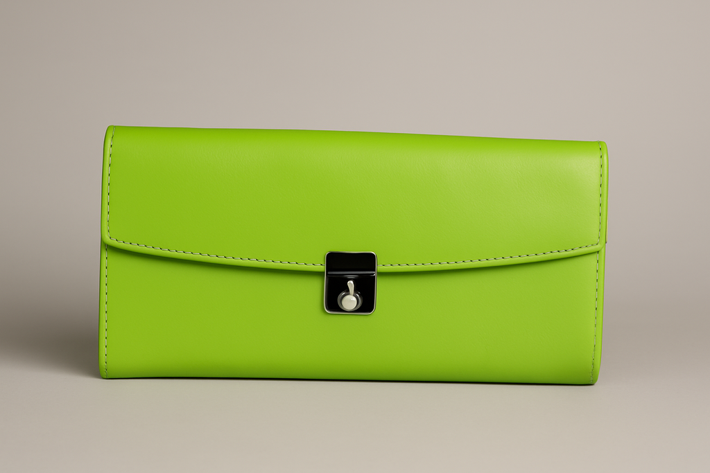 Leather Solid Green Women Wallet