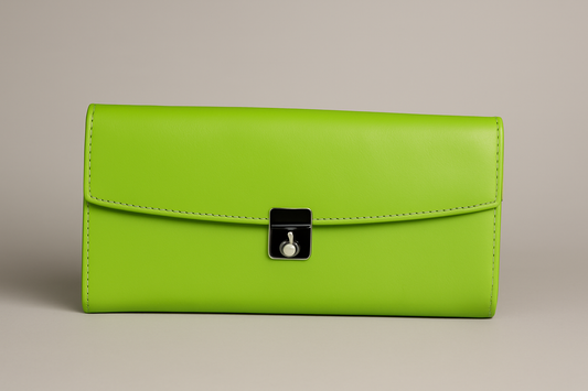 Leather Solid Green Women Wallet