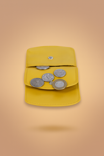 Leather Solid Yellow Women Pocket Wallet