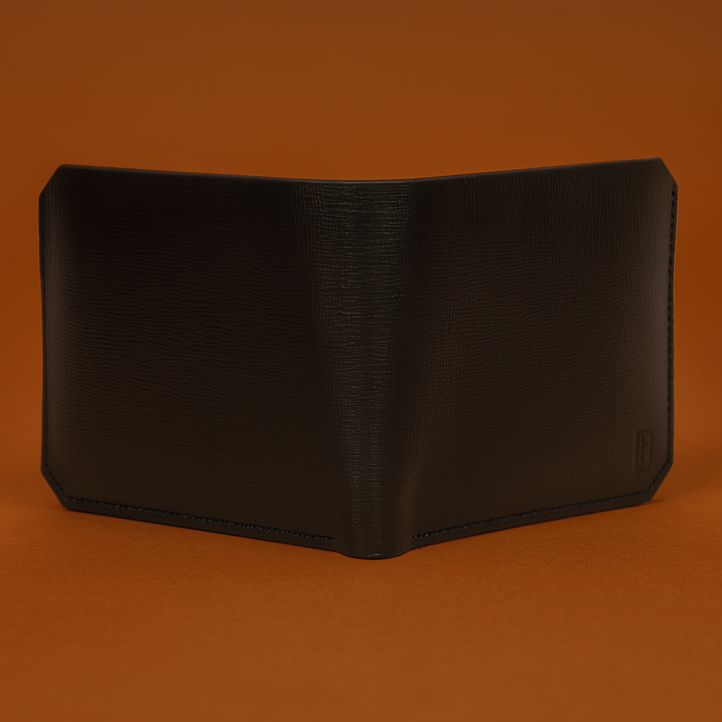 Classic Men's Leather Bifold Wallet, Black, Textured Finish, Multiple Card Slots, Slim Design