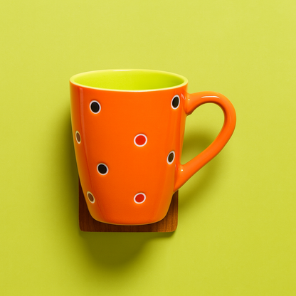 Bhokals Dots Printed Orange Green Coffee Mug