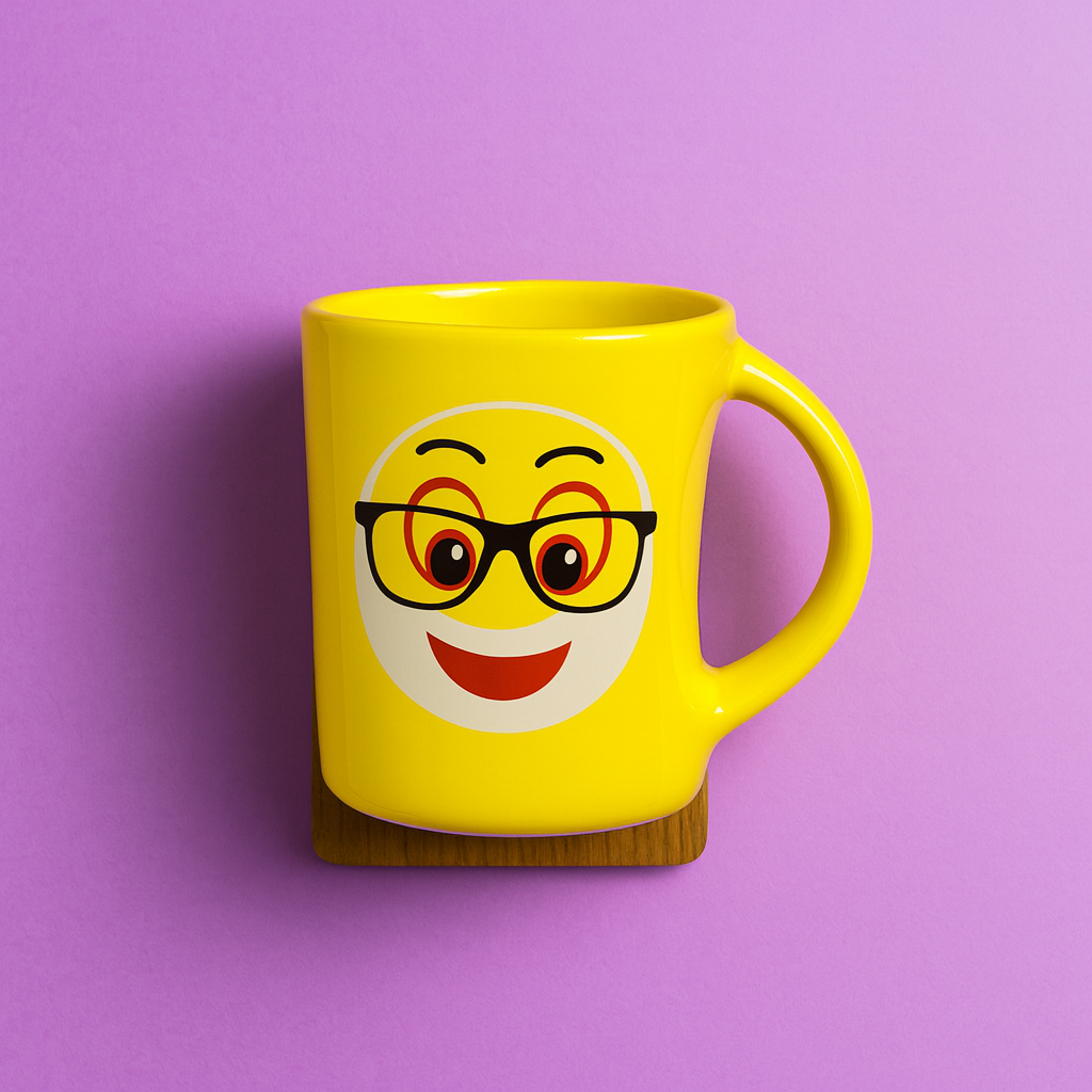 Bhokals Funny Emoji Yellow Round Coffee Mug