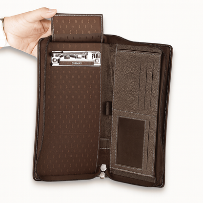 Leather Solid Brown Cheque Book Folder