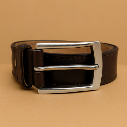 Bhokals Men Chocolate Brown Formal Leather Belt