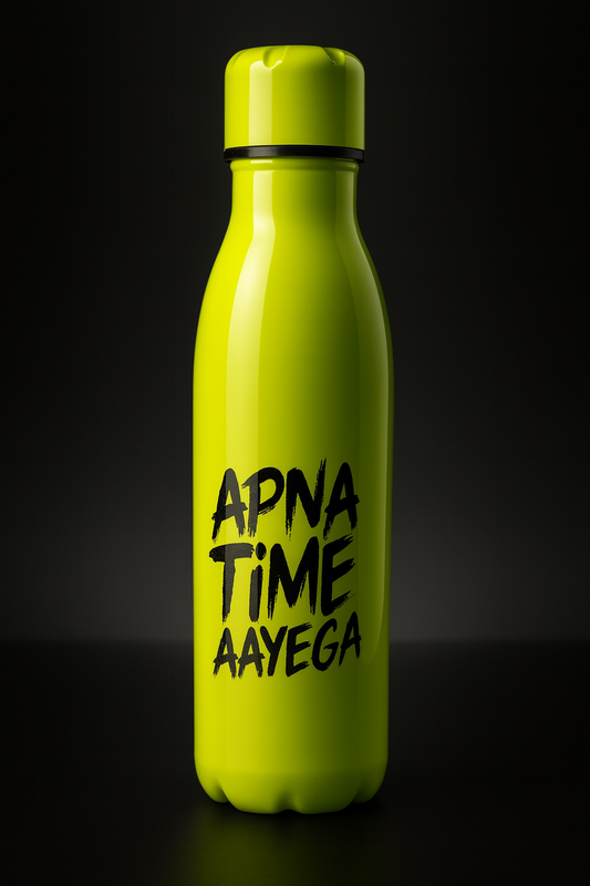 Apna Time Ayega Printed Green Water Bottle