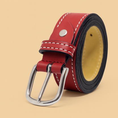 Bhokals Women Red Leather Belt