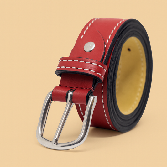Bhokals Women Red Leather Belt