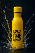Apna Time Ayega Printed Yellow Water Bottle
