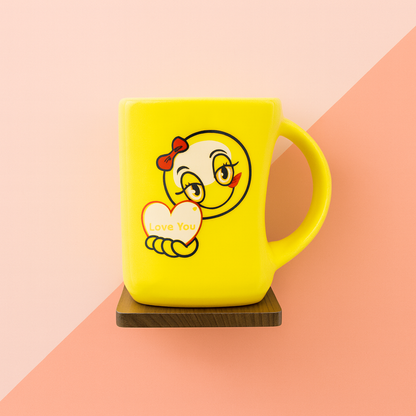 Bhokals Love Emoji Yellow Square Coffee Mug
