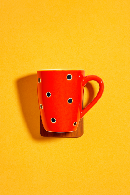 Bhokals Dots Printed Orange Yellow Coffee Mug