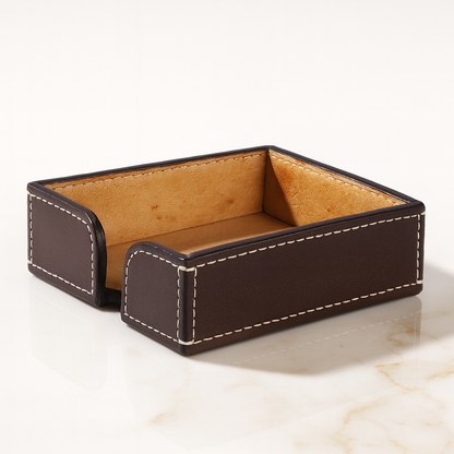 Leather Brown Small Paper Holder Tray