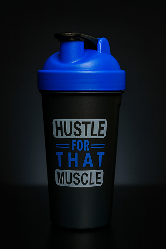 Hustle Printed Blue Black Gym Shaker