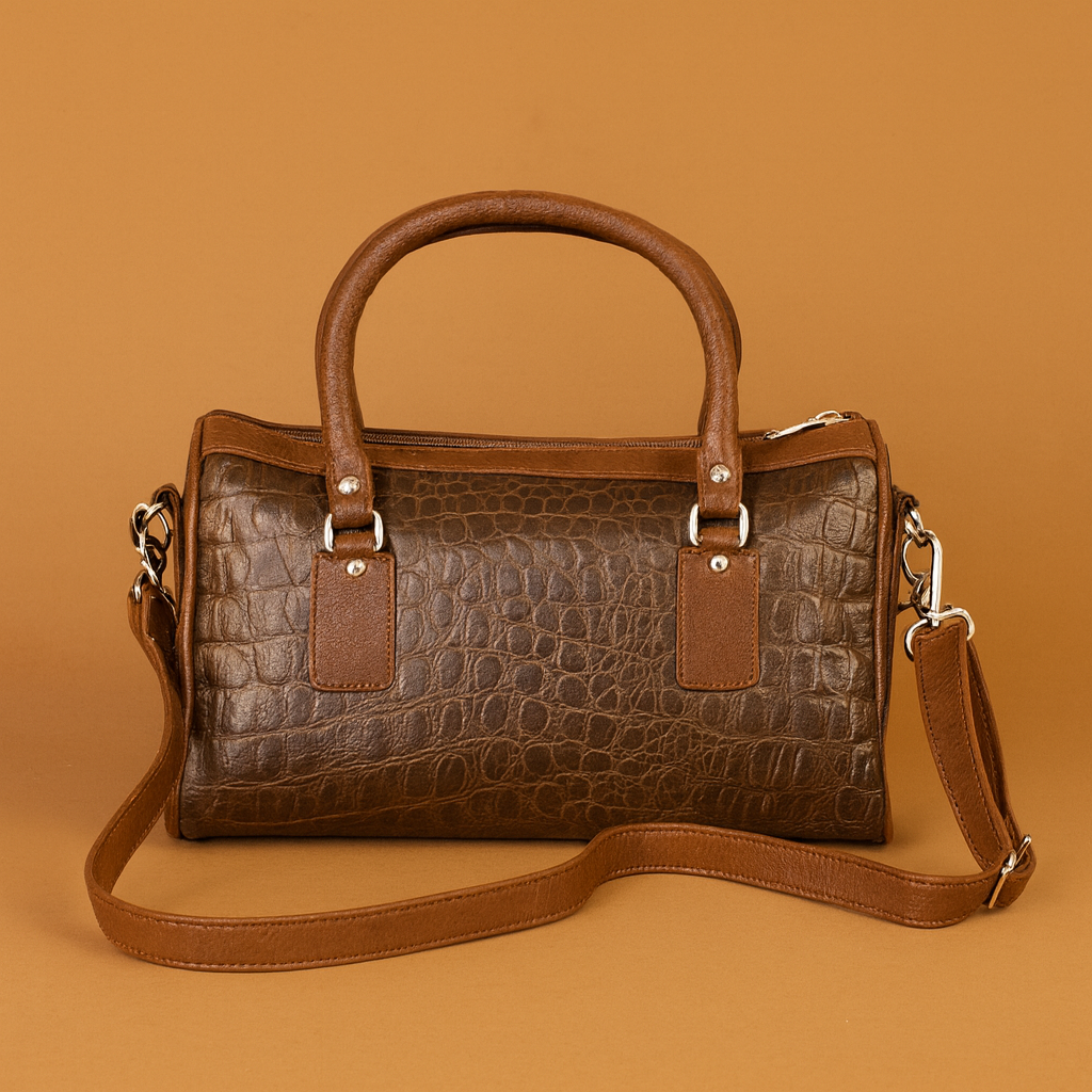 Leather Crocs Chocolate Brown Women Hand Bag