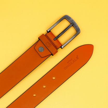 Bhokals Men Solid Tan Formal Leather Belt