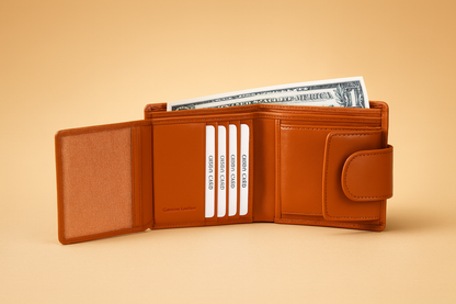 Leather Solid Orange Women Pocket Wallet