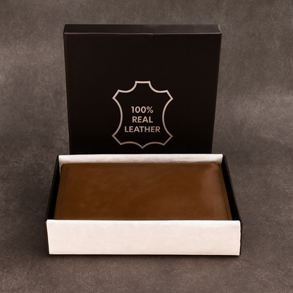 Leather Solid Brown Vertical Men Wallet