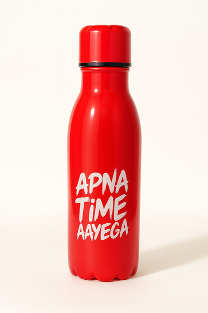 Apna Time Ayega Printed Red Water Bottle