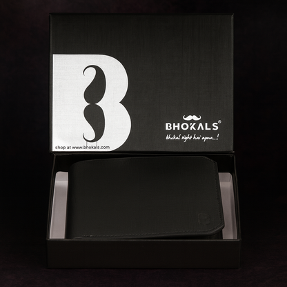 Classic Men's Leather Bifold Wallet, Black, Textured Finish, Multiple Card Slots, Slim Design