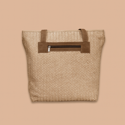 Leather Cream Weave Women Shoulder Bag