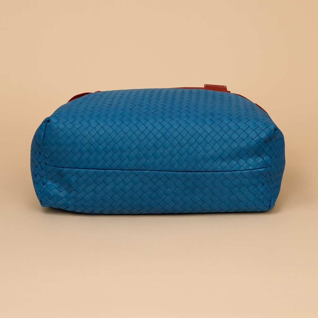 Leather Blue Weave Women Shoulder Bag