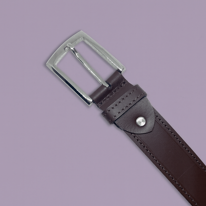 Bhokals Men Chocolate Brown Formal Leather Belt