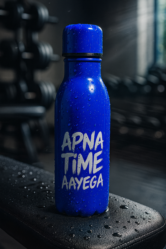 Apna Time Ayega Printed Blue Water Bottle