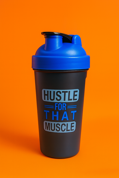 Hustle Printed Blue Black Gym Shaker