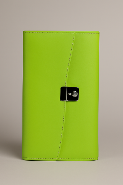 Leather Solid Green Women Wallet