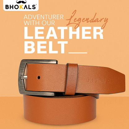 Bhokals Men Tan Grain Leather Belt