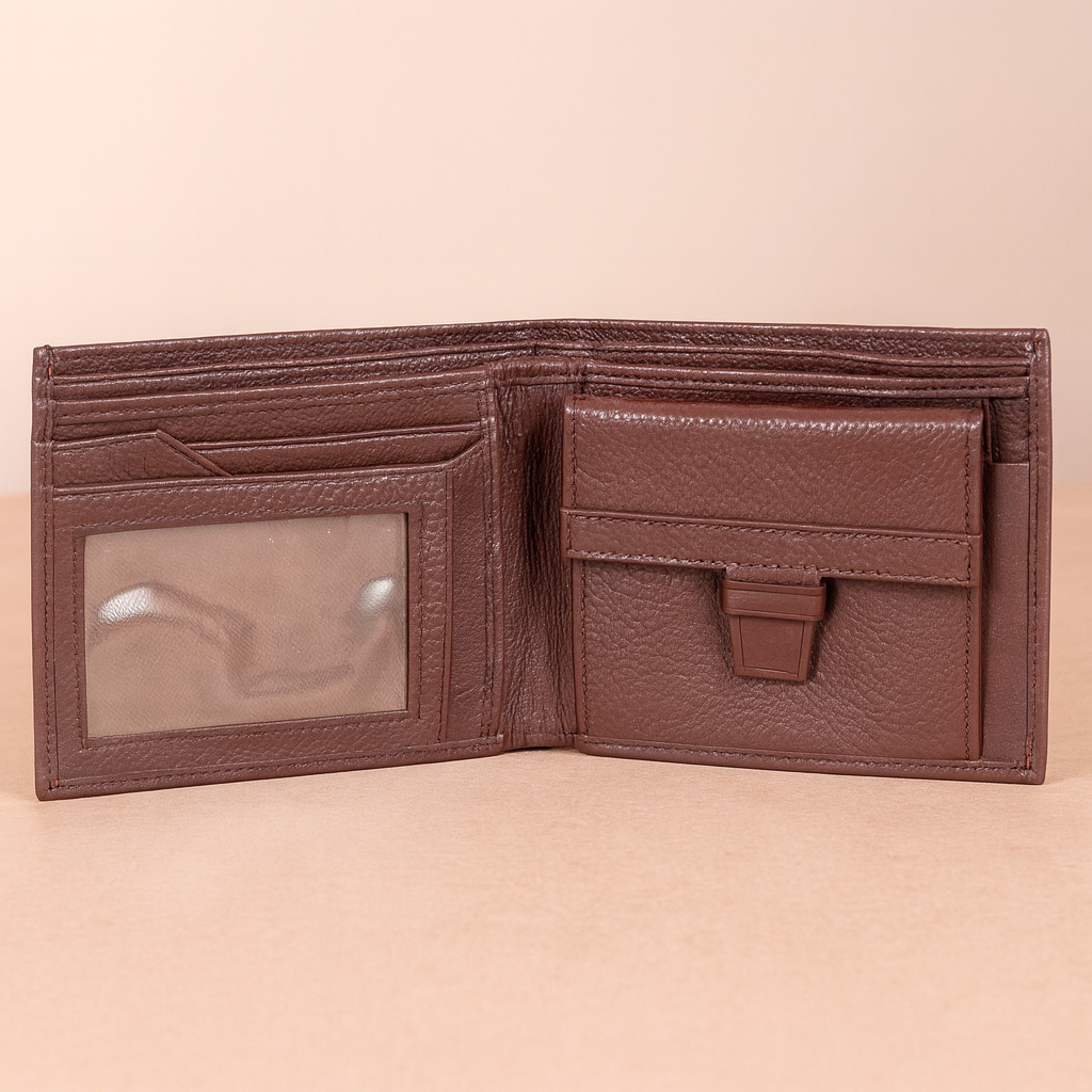 Leather  Brown Zip Men Wallet